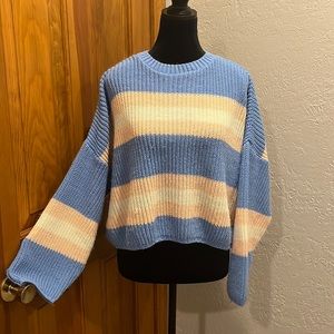 Asos Deisgn Striped Pastel Color Scoop Neck Sweater Sz 2
